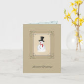 ヴィンテージ雪だるまクリスマス カード (黄色い花)