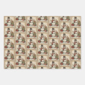 ヴィンテージ雪だるまクリスマス ラッピングペーパーシート (正面)