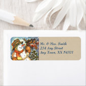 ヴィンテージ雪だるまクリスマス ラベル (インサイチュ)