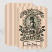 ヴィンテージ雪だるまシーズンの挨拶(名前をカスタムする付) シーズンカード (正面/裏面)