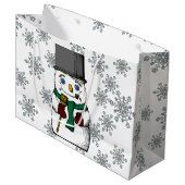 ヴィンテージ雪だるまスノーフレークスウィンターホリデーズ ラージペーパーバッグ (正面アングル)