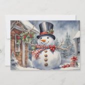 ヴィンテージ雪だるまトップハットホリーベリークリスマス シーズンカード (正面)
