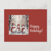 ヴィンテージ雪だるまハッピーホリデーポストカード シーズンポストカード (正面)