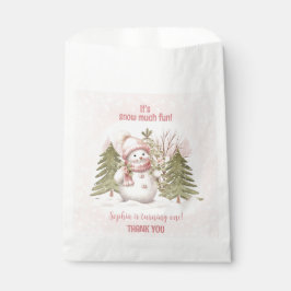 ヴィンテージ雪だるまピンク冬1歳の誕生日 フェイバーバッグ