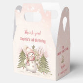 ヴィンテージ雪だるまピンク冬1歳の誕生日 フェイバーボックス (オープン)