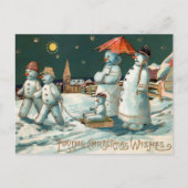 ヴィンテージ雪だるまファミリークリスマスポストカード ポストカード (正面)