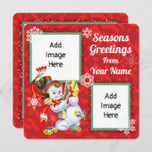 ヴィンテージ雪だるまフラットカードと追加写真 シーズンカード (正面/裏面)
