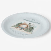 ヴィンテージ雪だるまブルーウィンターファースト誕生日 ペーパープレート (アングル)