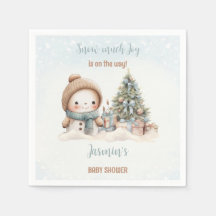 ヴィンテージ雪だるまブルークリスマスボーイベビーシャワー