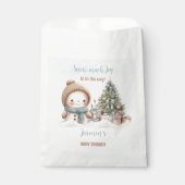 ヴィンテージ雪だるまブルークリスマスボーイベビーシャワー フェイバーバッグ (正面)