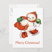 ヴィンテージ雪だるまポストカード シーズンポストカード (正面/裏面)