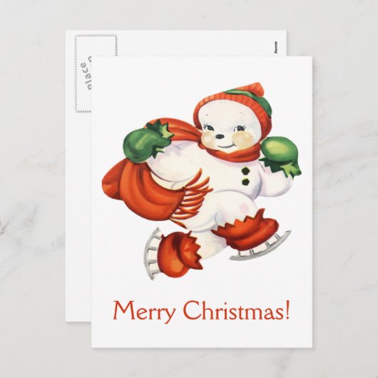 ヴィンテージ雪だるまポストカード シーズンポストカード (正面/裏面)