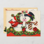 ヴィンテージ雪だるまポストカード シーズンポストカード (正面/裏面)