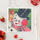 ヴィンテージ雪だるまレトロクリスマスパーティープレート (インサイチュ)