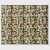 ヴィンテージ雪だるまワンダーランド ラッピングペーパー (フラット)