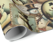 ヴィンテージ雪だるまワンダーランド ラッピングペーパー (ロールコーナー)