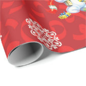 ヴィンテージ雪だるま及びスノーフレーク包装紙 ラッピングペーパー (ロールコーナー)