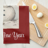 ヴィンテージ雪だるま及び犬用キッチンタオル キッチンタオル (四つ折り)