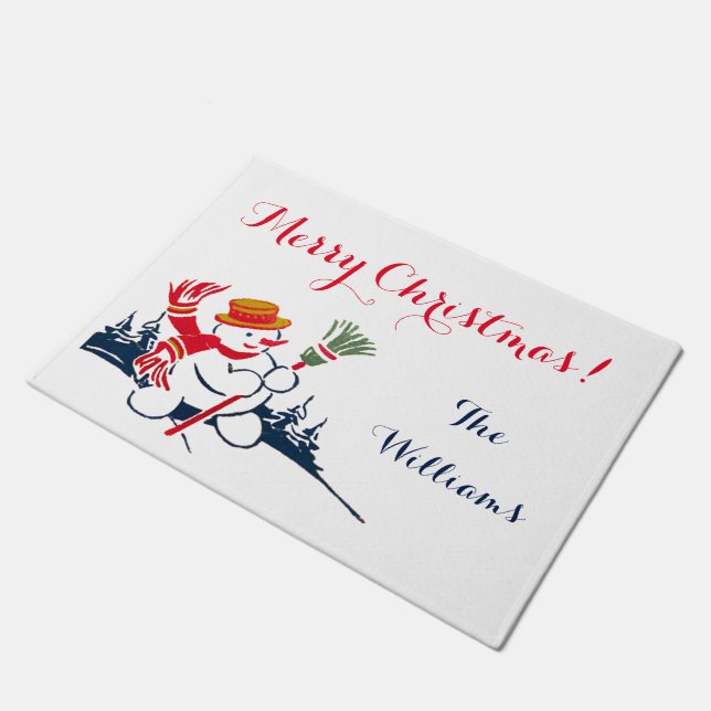 ヴィンテージ雪だるま形式 ドアマット (アングル)