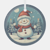 ヴィンテージ雪だるま ガラスオーナメント (正面)