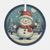 ヴィンテージ雪だるま ガラスオーナメント (裏面)