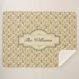 ヴィンテージ雪だるま&クリスマスツリーカスタム シェルパブランケット