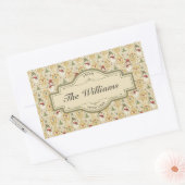 ヴィンテージ雪だるま＆クリスマスツリーカスタム 長方形シール (封筒)