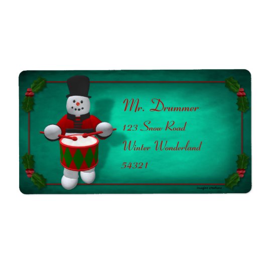 ヴィンテージ雪だるま:ドラマー ラベル (正面)