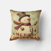 ヴィンテージ雪だるま – メリークリスマス装飾用クッション クッション (裏面)