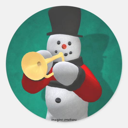 ヴィンテージ雪だるま: Trumpeter ラウンドシール (正面)