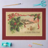 ヴィンテージ雪とクリスマスのミスタントー 薄葉紙 (クラフト)