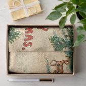 ヴィンテージ雪とトナカイのクリスマス 薄葉紙 (ギフト)