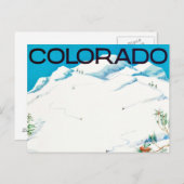 ヴィンテージ雪に覆われた山コロラドトラベルポス ポストカード (正面/裏面)