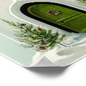 ヴィンテージ雪のクリスマスに覆われた教会 ポスター (角)