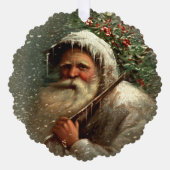 ヴィンテージ雪の中の父クリスマス オーナメントカード (正面)