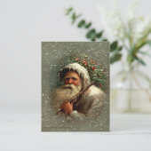 ヴィンテージ雪の中の父クリスマス ポストカード (スタンド正面)