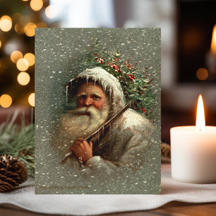 ヴィンテージ雪の中の父クリスマス ポストカード
