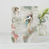 ヴィンテージ雪の冬のクリスマスミュージックコラージュ シーズンカード (スタンド正面)