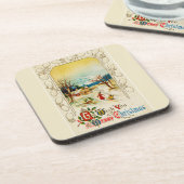 ヴィンテージ雪の冬のシーン コースター (左側)