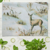 ヴィンテージ雪の冬の景色 キッチンタオル (折り畳み)