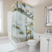 ヴィンテージ雪の冬の景色 シャワーカーテン (インサイチュ)