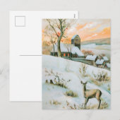 ヴィンテージ雪の冬の景色 シーズンポストカード (正面/裏面)