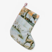 ヴィンテージ雪の冬の景色 スモールクリスマスストッキング (正面 (吊り時))