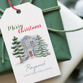 ヴィンテージ雪の北欧の冬のウッドランドクリスマス ギフトタグ