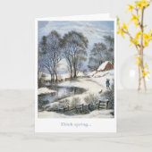 ヴィンテージ雪の場面の誕生日の折り返しグリーティングカード カード (黄色い花)