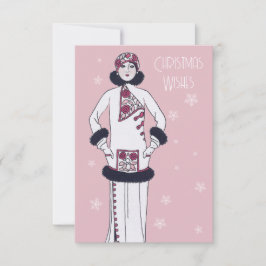 ヴィンテージ雪の女王のクリパーソナライズされたスマス サンキューカード