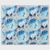 ヴィンテージ雪の教会とロウソク ラッピングペーパー (フラット)