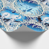 ヴィンテージ雪の教会とロウソク ラッピングペーパー (角)