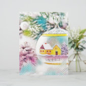 ヴィンテージ雪の木とオーナメントスケッチ (スタンド正面)