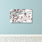 ヴィンテージ雪の木とオーナメントスケッチ キャンバスプリント (インサイチュ (ウッドフロア))